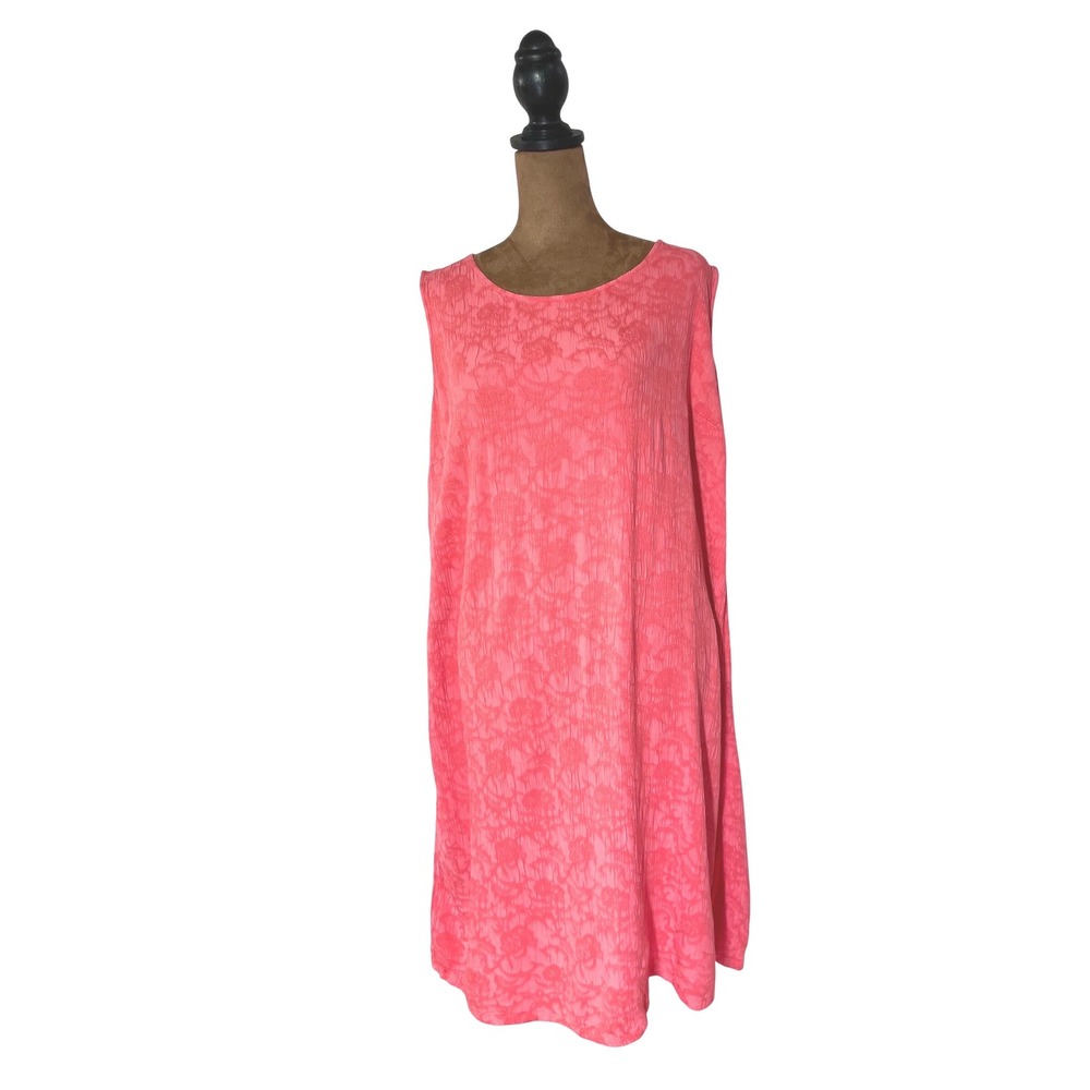 Special Thyme Ltd Womens 22W Coral Pink Floral Jacquard Sleeveless Shift Dress